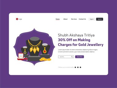 Yaratıcı Akshaya tritiya iniş sayfası şablonu. Vektör çizgi film illüstrasyonu.