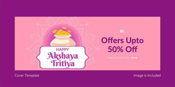 Happy akshaya tritiya offer cover page template. Vector graphic illustration.