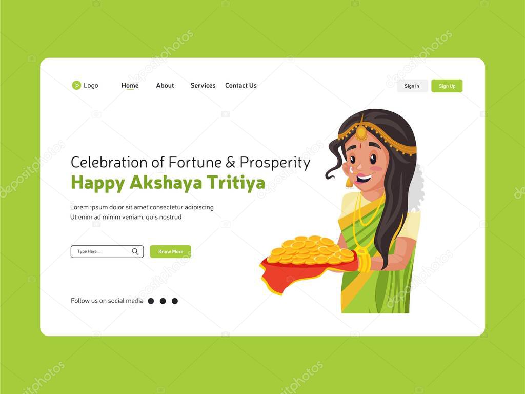 Creative Akshaya tritiya landing page template. Vector cartoon illustration.