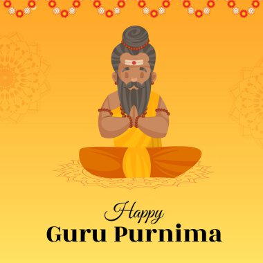 Kutlama günü için yaratıcı bir illüstrasyon Guru Purnima. Vektör grafik illüstrasyonu.