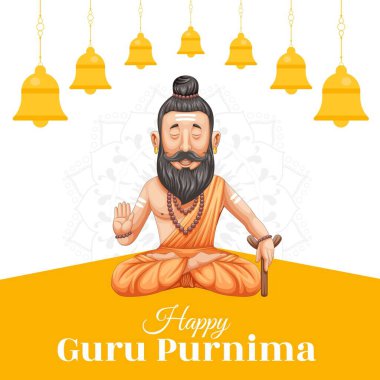 Mutlu guru Purnima Hint festivali şablonunun bayrak tasarımı. Vektör grafik illüstrasyonu.