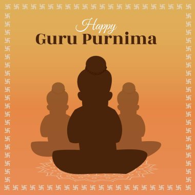 Mutlu guru Purnima bayrak tasarımının yaratıcı bir çizimi. Vektör grafik illüstrasyonu.