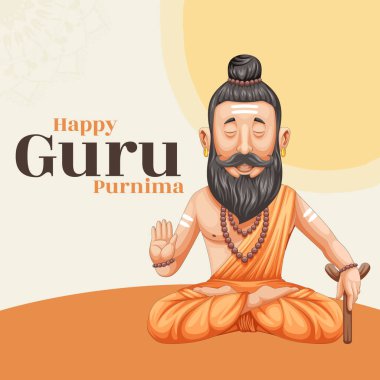 Mutlu guru Purnima 'yı onurlandırmanın yaratıcı, modern, düz vektör çizimi. Vektör grafik illüstrasyonu.