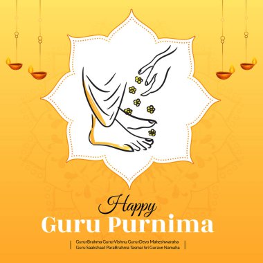 Mutlu guru Purnima 'yı onurlandırma günü için afiş illüstrasyonu. Vektör grafik illüstrasyonu.