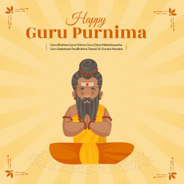 Mutlu guru Purnima 'yı onurlandırma günü için afiş illüstrasyonu. Vektör grafik illüstrasyonu.