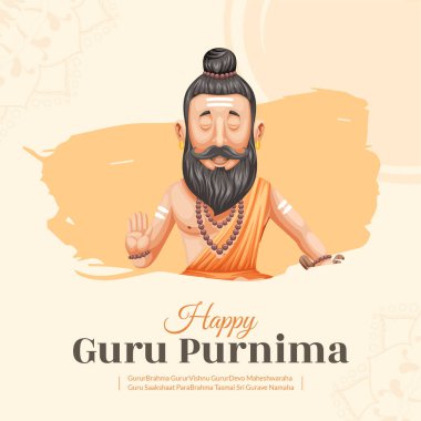 Mutlu guru Purnima 'yı onurlandırma günü için afiş illüstrasyonu. Vektör grafik illüstrasyonu.
