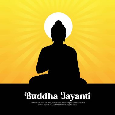 Vesak Day karikatür şablonunun pankart tasarımı. Vektör grafik illüstrasyonu.