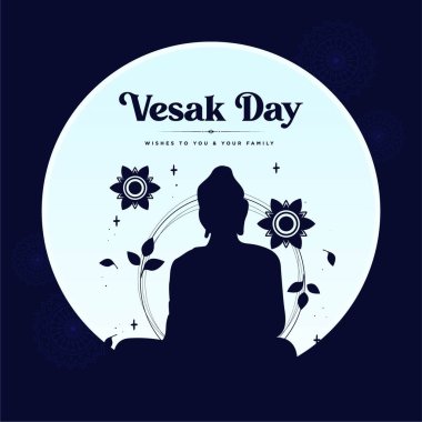 Vesak Day karikatür şablonunun pankart tasarımı. Vektör grafik illüstrasyonu.