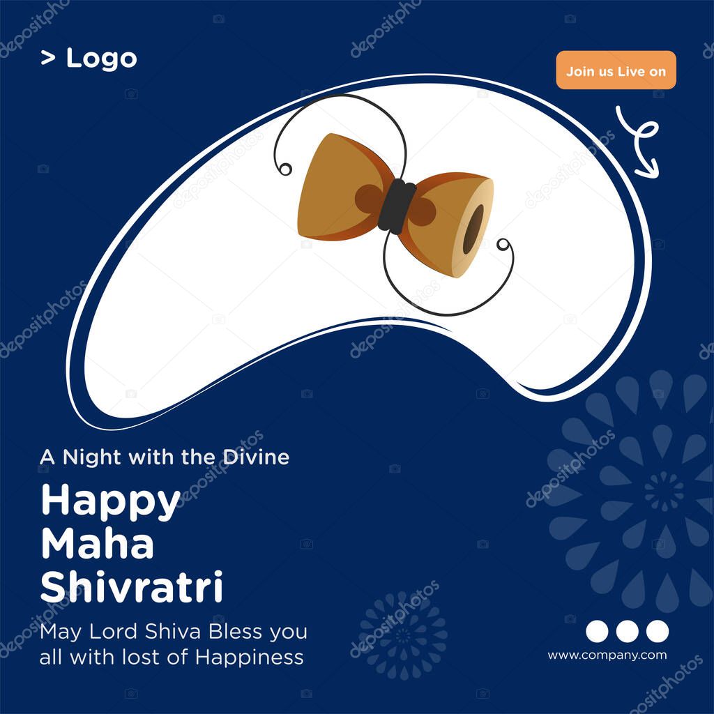 Banner design of indian festival happy maha shivratri template. Vector graphic illustration.