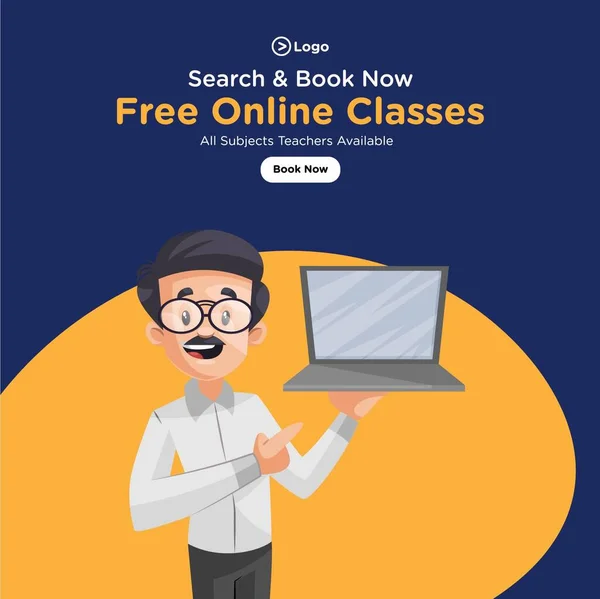 Banner Design Free Online Classes All Subjects Teacher Available Vector — Stock Vector