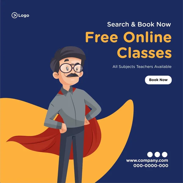 Banner Design Free Online Classes All Subjects Teachers Available Vector — Stock Vector