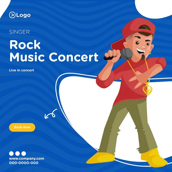 Rock Zenei Koncert Bannertervezése Vektor Grafikus Illusztráció — Stock Vector