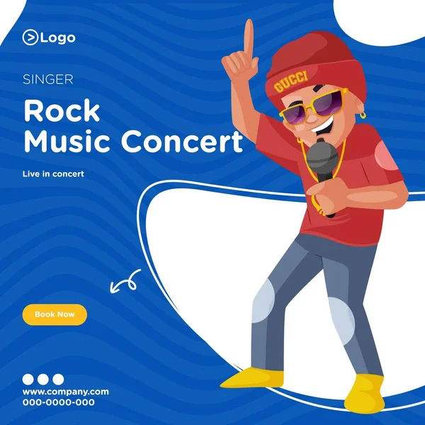 Banner Diseño Cantante Música Rock Plantilla Concierto Ilustración Gráfica Vectorial — Vector de stock