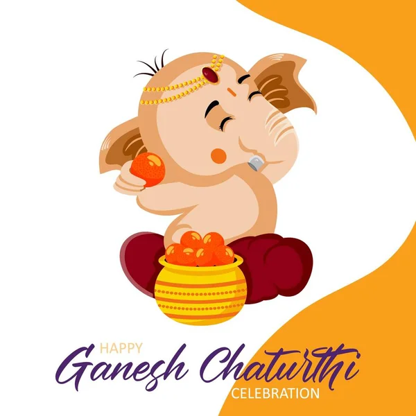 Σχεδιασμός Banner Του Ευτυχισμένη Ganesh Chaturthi Ινδική Πρότυπο Φεστιβάλ — Διανυσματικό Αρχείο