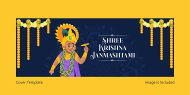 Hint festivali Krishna janmashtami kapak sayfası tasarımı.