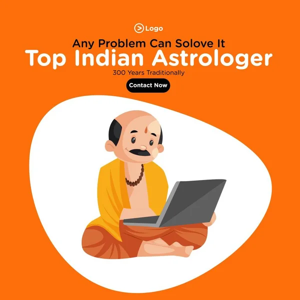 Banner Diseño Parte Superior India Plantilla Astrólogo Ilustración Gráfica Vectorial — Archivo Imágenes Vectoriales