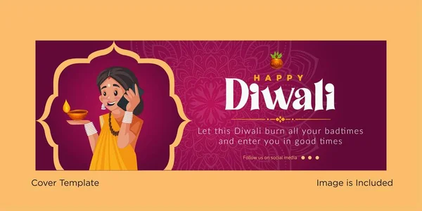 Cover Design Des Fröhlichen Diwali Lichterfestes Vorlage — Stockvektor