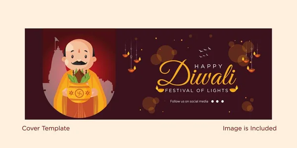 Plantilla Cubierta Del Festival Indio Happy Diwali — Vector de stock