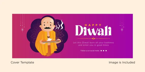 Happy Diwali Indiano Festival Copertina Design — Vettoriale Stock