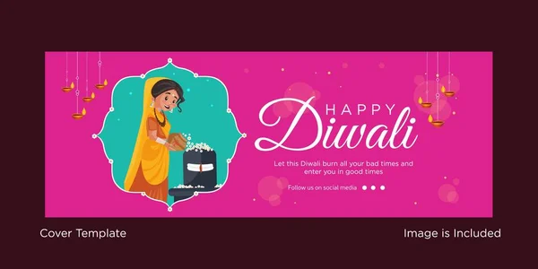 Plantilla Diseño Portada Del Festival Indio Happy Diwali — Vector de stock