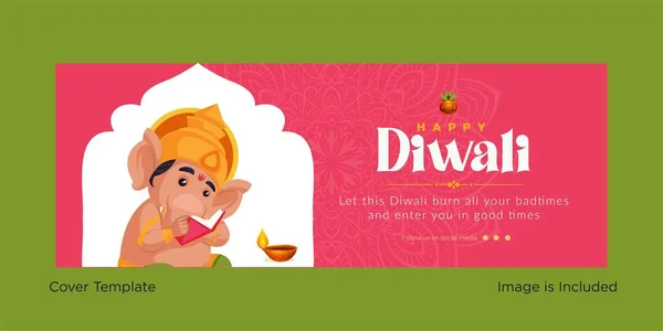 Portada Diseño Feliz Diwali Festival Luces Plantilla — Vector de stock