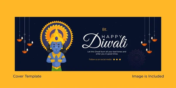 Plantilla Diseño Portada Del Festival Indio Happy Diwali — Vector de stock