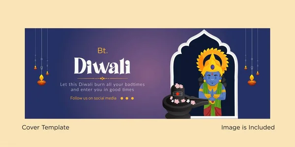 Felice Diwali Indiano Festival Copertina Modello Design — Vettoriale Stock