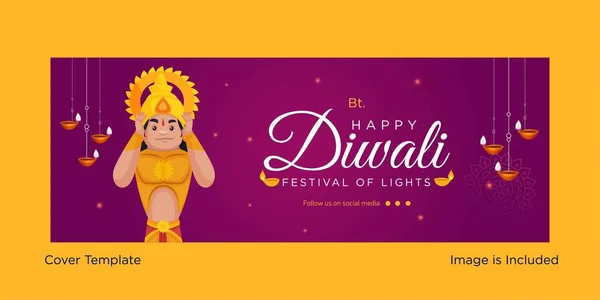 Disegno Copertina Del Festival Indiano Felice Festival Diwali Luci Modello — Vettoriale Stock