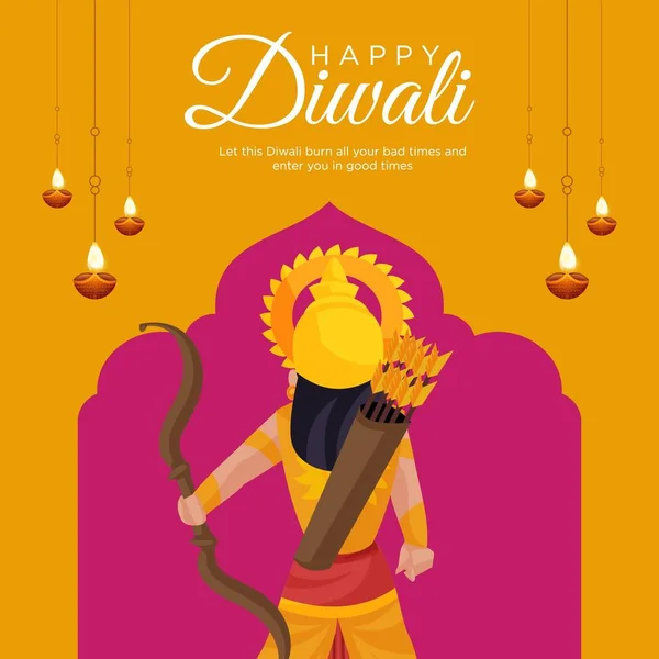 Banner Ontwerp Van Gelukkig Diwali Sjabloon — Stockvector