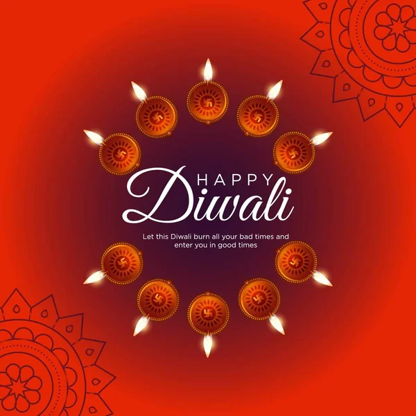 Banner Design Der Glücklichen Indischen Diwali Festival Vorlage — Stockvektor
