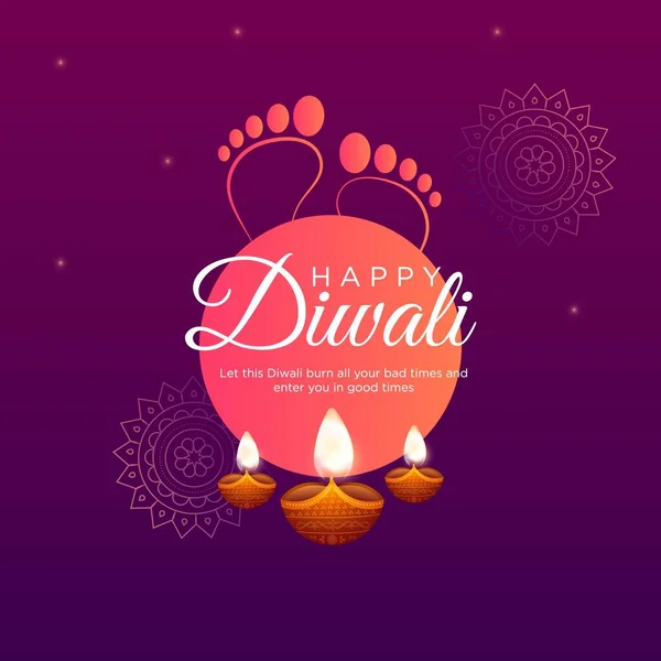 Conception Bannière Heureux Modèle Festival Indien Diwali — Image vectorielle