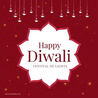 Işık festivalinin bayrak tasarımı Mutlu Diwali Hint festivali şablonu.