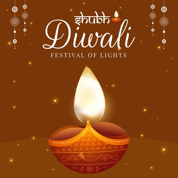 Banner Design Festival Lights Happy Diwali Indian Festival Template — Stock Vector