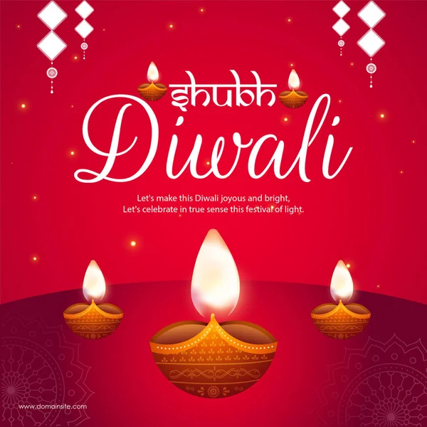 Banner Design Des Lichterfestes Glücklich Diwali Indischen Festival Vorlage — Stockvektor