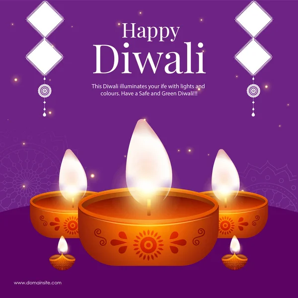 Conception Bannière Festival Lumières Heureux Diwali Modèle Festival Indien — Image vectorielle