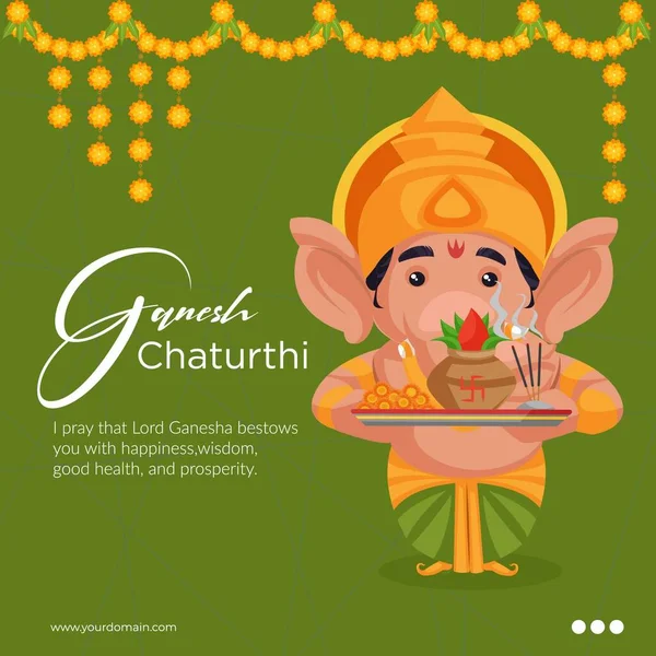 Indiai Fesztivál Ganesh Chaturthi Banner Design Sablon — Stock Vector