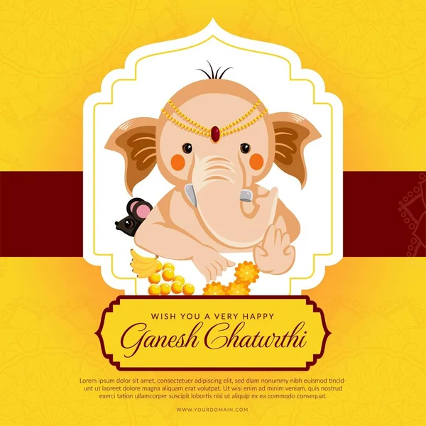 Deseo Una Plantilla Diseño Banner Ganesh Chaturthi Muy Feliz — Archivo Imágenes Vectoriales