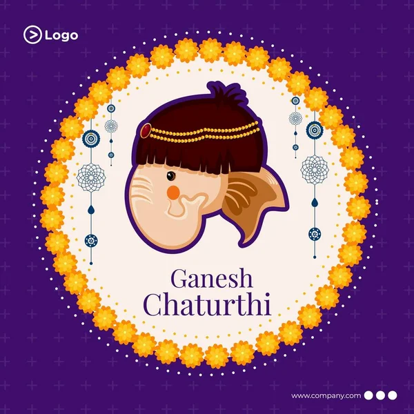 Festival Indio Ganesh Chaturthi Banner Plantilla Diseño — Archivo Imágenes Vectoriales