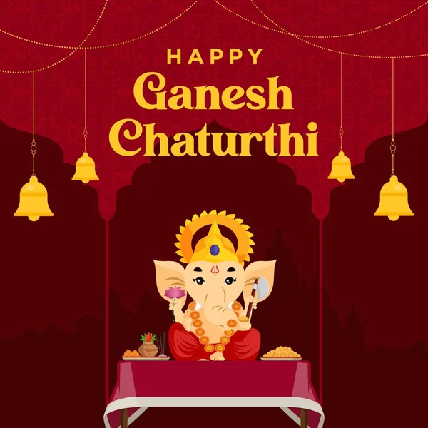 Happy Ganesh Chaturthi Indiano Festival Banner Modelo Design — Vetor de Stock