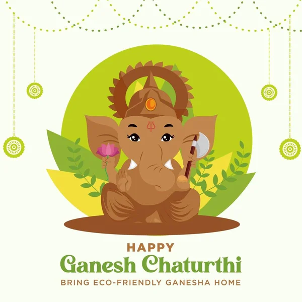 Boldog Ganesh Chaturthi Indiai Fesztivál Banner Design Sablon — Stock Vector