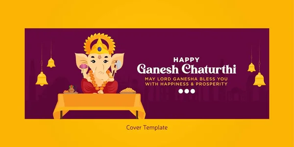 Indický Festival Happy Ganesh Chaturthi Facebook Cover Design — Stockový vektor