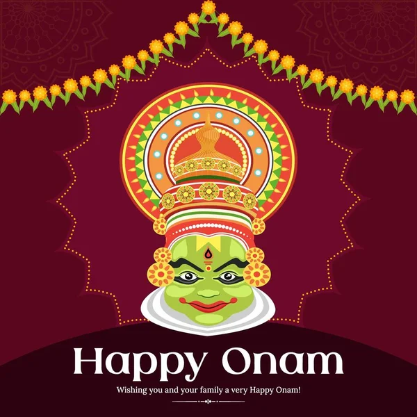 Happy Onam Indisches Festival Banner Design Vorlage — Stockvektor