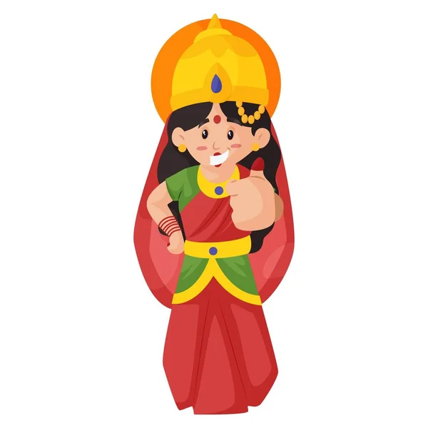 Goddess Lakshmi Showing Thumbs Sign Vector Graphic Illustration Individually White — Stock Vector