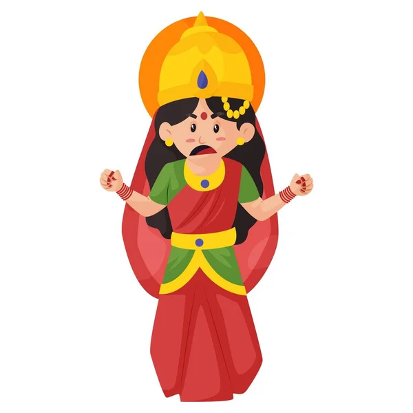 Goddess Lakshmi Angry Vector Graphic Illustration Individually White Background — Stock Vector