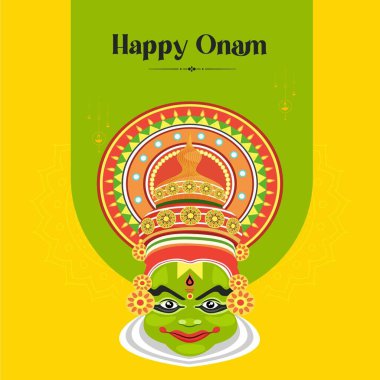 Mutlu Onam Festivali afiş tasarım şablonu.