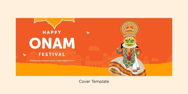 Desejando Lhe Projeto Página Capa Festival Onam Muito Feliz — Vetor de Stock