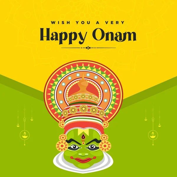 Wünschen Ihnen Ein Sehr Happy Onam Festival Banner Design Vorlage — Stockvektor