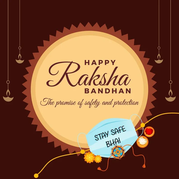 幸せなラクシャバンダンインド祭りテンプレートのバナーデザイン — ストックベクタ