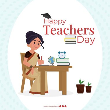 Mutlu öğretmenler günü afiş tasarım şablonu.
