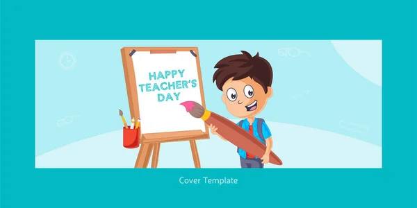 Happy Teacher Day Cover Page Design Template — Stock Vector